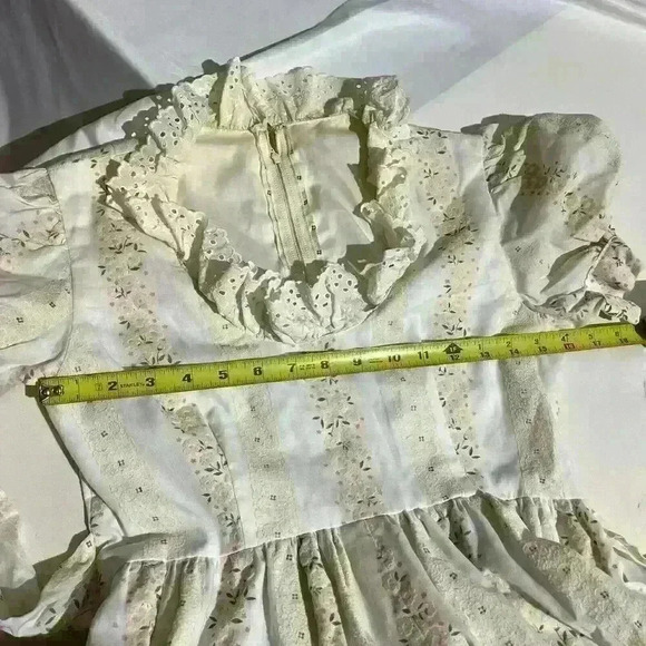 Vintage Homespun Gunne Sax Style 1970s Striped Cottagecore Floral Prairie Dress - Picture 5 of 16